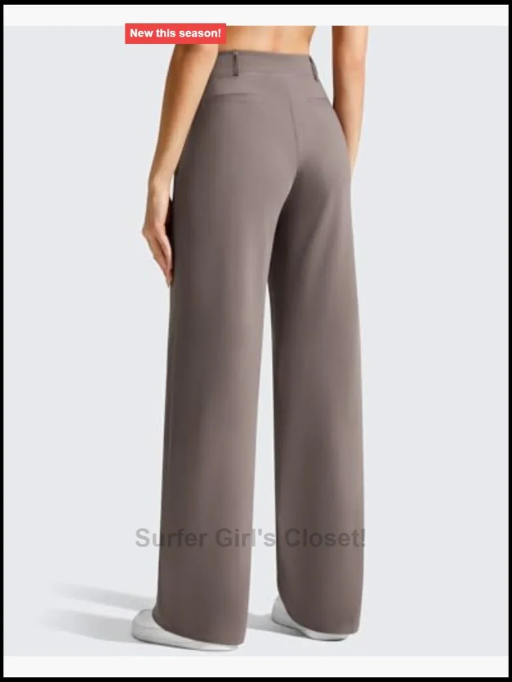 Wide Leg Dress Pants Pull On Stretchy High Waisted Casual Trousers with Pockets